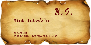Mink István névjegykártya